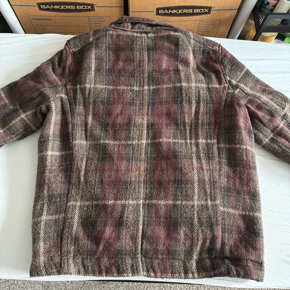 Vintage Chore Jacket Mens XL Flannel Wool Blend Barn Coat Workwear Utility Brown - Picture 7 of 16